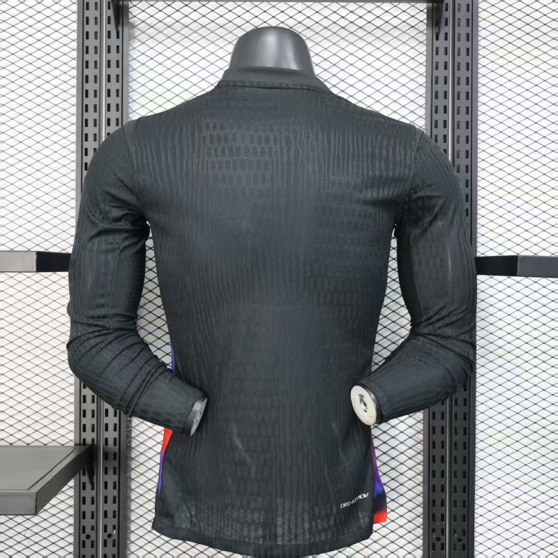 Player Version 2025 England Away Black Long Sleeve Jersey