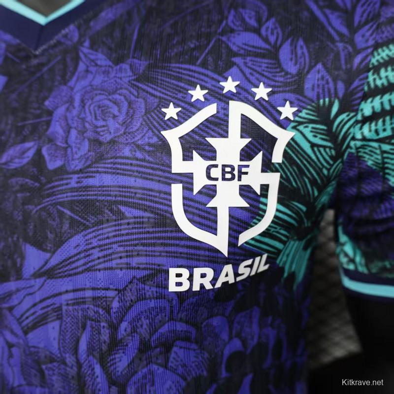 Player Version 2025 Brazil Purple with Tropical Leaf Pattern Jersey