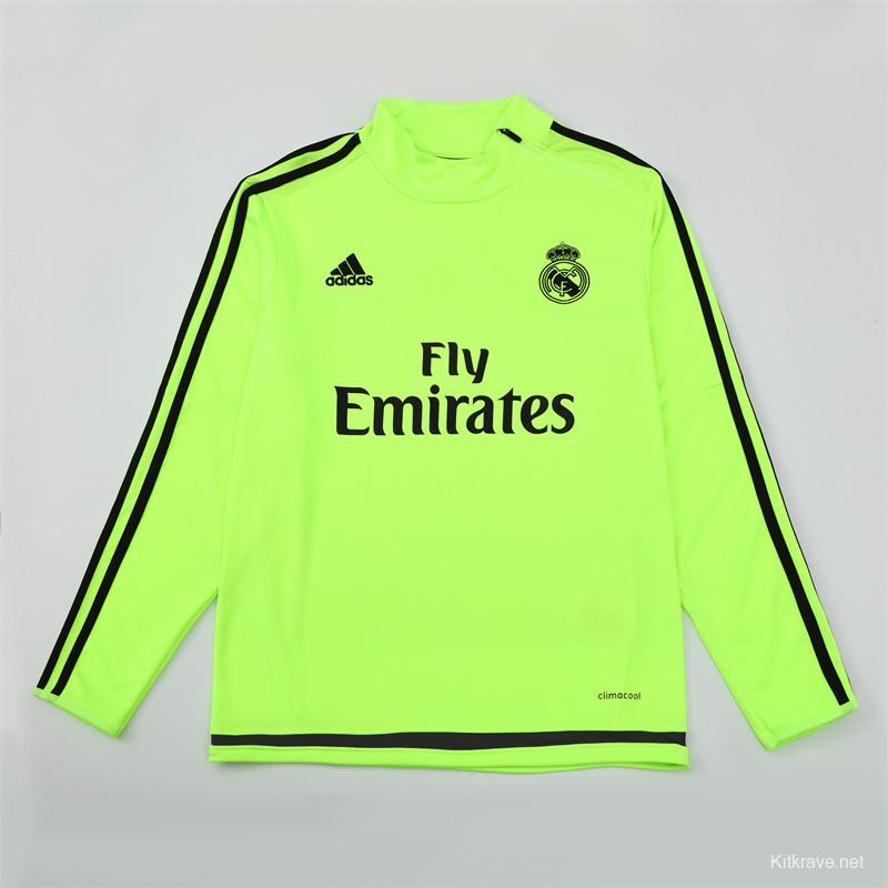 Retro 15/16 Real Madrid Fluorescent Green Half Zipper Jacket