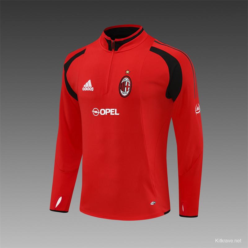 Retro 04/05 AC Milan Red Half Zipper Jacket+Long Pants