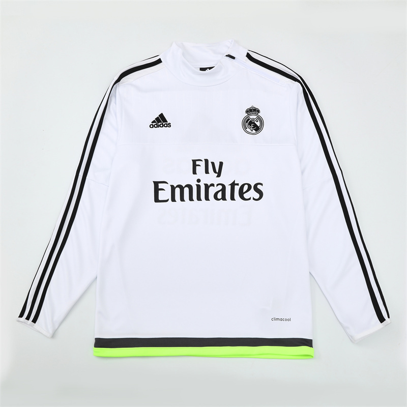 Retro 15/16 Real Madrid White Half Zipper Jacket
