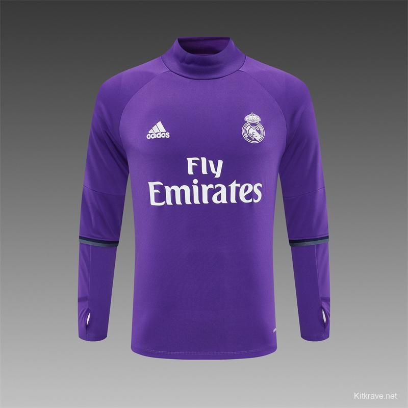 Retro 16/17 Real Madrid Purple Half Zipper Jacket+Long Pants