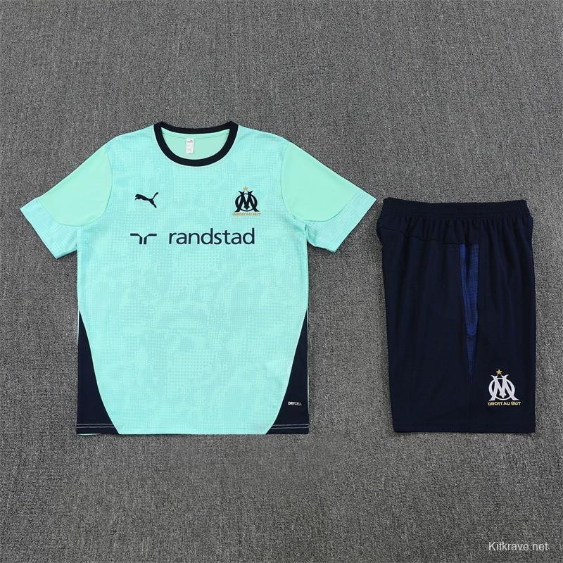 25/26 Olympique de Marseille Lake Blue Camouflage with XS Short Sleeve+Soccer Shorts