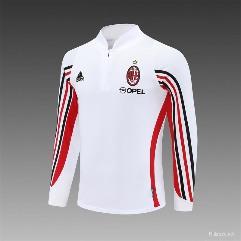 Retro 03/04 AC Milan White Half Zipper Jacket