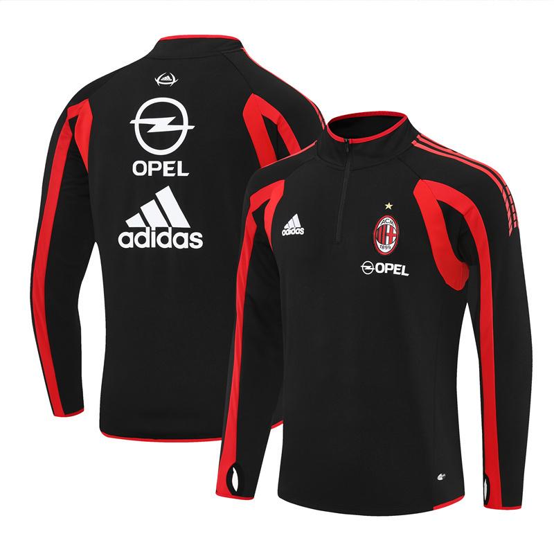 Retro 05/06 AC Milan Black Half Zipper Jacket+Long Pants