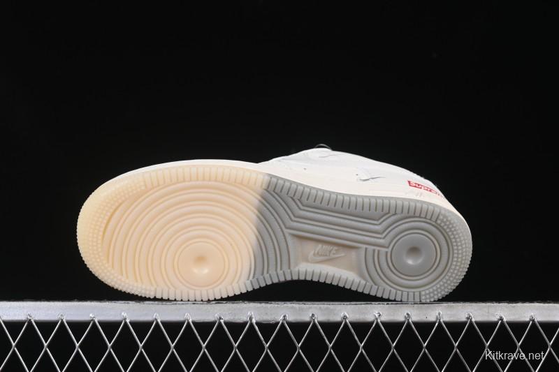 Nike Air Force 1 '07 Low Supreme Collaboration Beige Grey Crystal Sole Casual Sneakers - XX3168-178