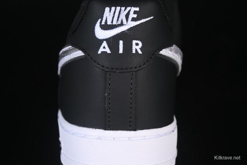 Nike Air Force 1'07 Low Black White Cracked Leather Casual Sneakers - ZH0316-118
