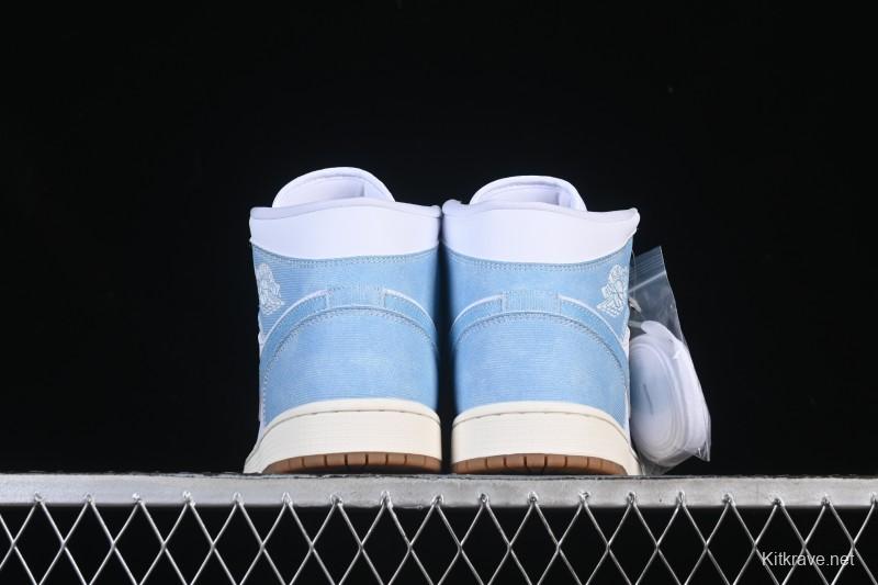 Nike Air Jordan 1 Mid Retro Denim Blue Casual Sneakers - HQ2005-100