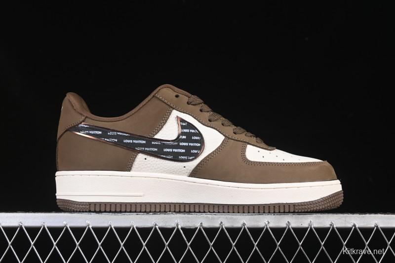 Nike Air Force 1 '07 Low LV Collaboration Military Green Silver Black Casual Sneakers - DK0188-086