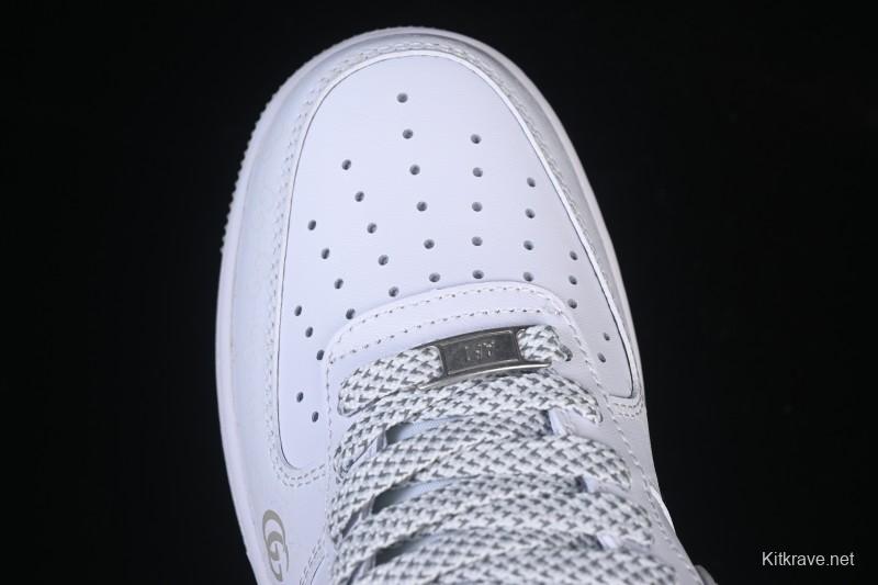 Nike Air Force 1 '07 Low Gucci Collaboration Light Gray Denim Glow-in-the-Dark Low-Top Casual Sneakers - XX3168-197