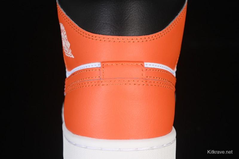 Nike Air Jordan 1 Mid AJ1 Black White Orange - DQ8426-801