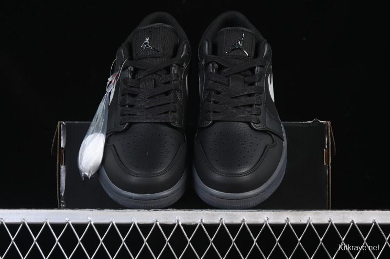 Nike Air Jordan 1 Low AJ1 Black White Canvas Patch Low Top Casual Basketball Shoes - HV5968-001