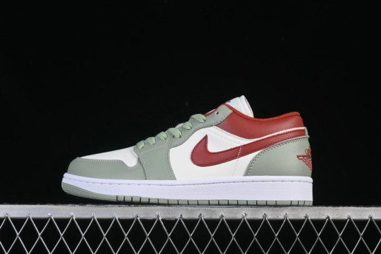 Nike Air Jordan 1 Low AJ1 White Green Red Low-top Casual Skate Shoes - 553558-133