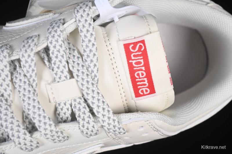 Nike SB Dunk Low Supreme Collaboration Off-White Red Swoosh Low-Top Casual Skate Shoes - CS1688-109