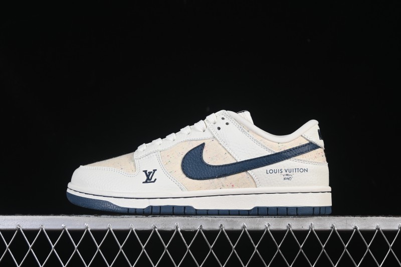 Nike SB Dunk Low LV Collaboration Beige Navy Woven Low-Top Casual Skate Shoes - SC0601-478