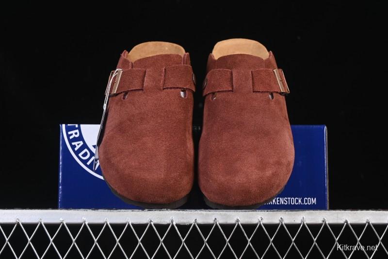 Birkenstock Sandals Series with Soft Leather Upper and Cork Rubber Midsole - Red Wine