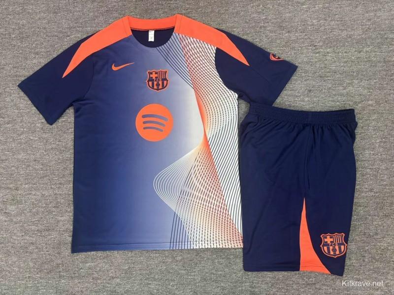 25/26 Kids Barcelona Royal Blue Camouflage T90 Short Sleeve Jersey+Shorts