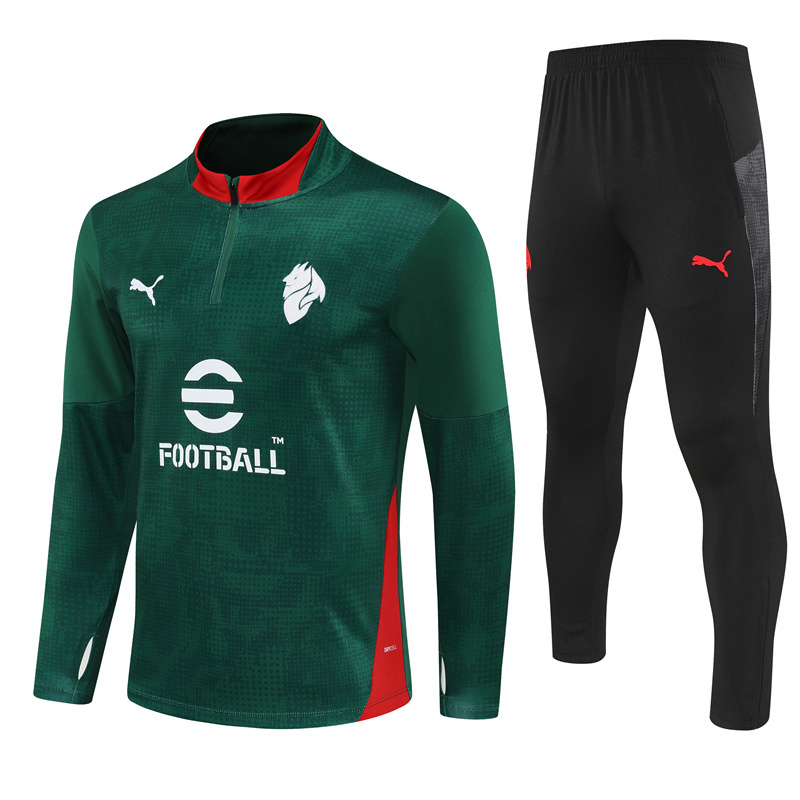 25/26 AC Milan Green Camouflage Half Zipper Jacket+Long Pants