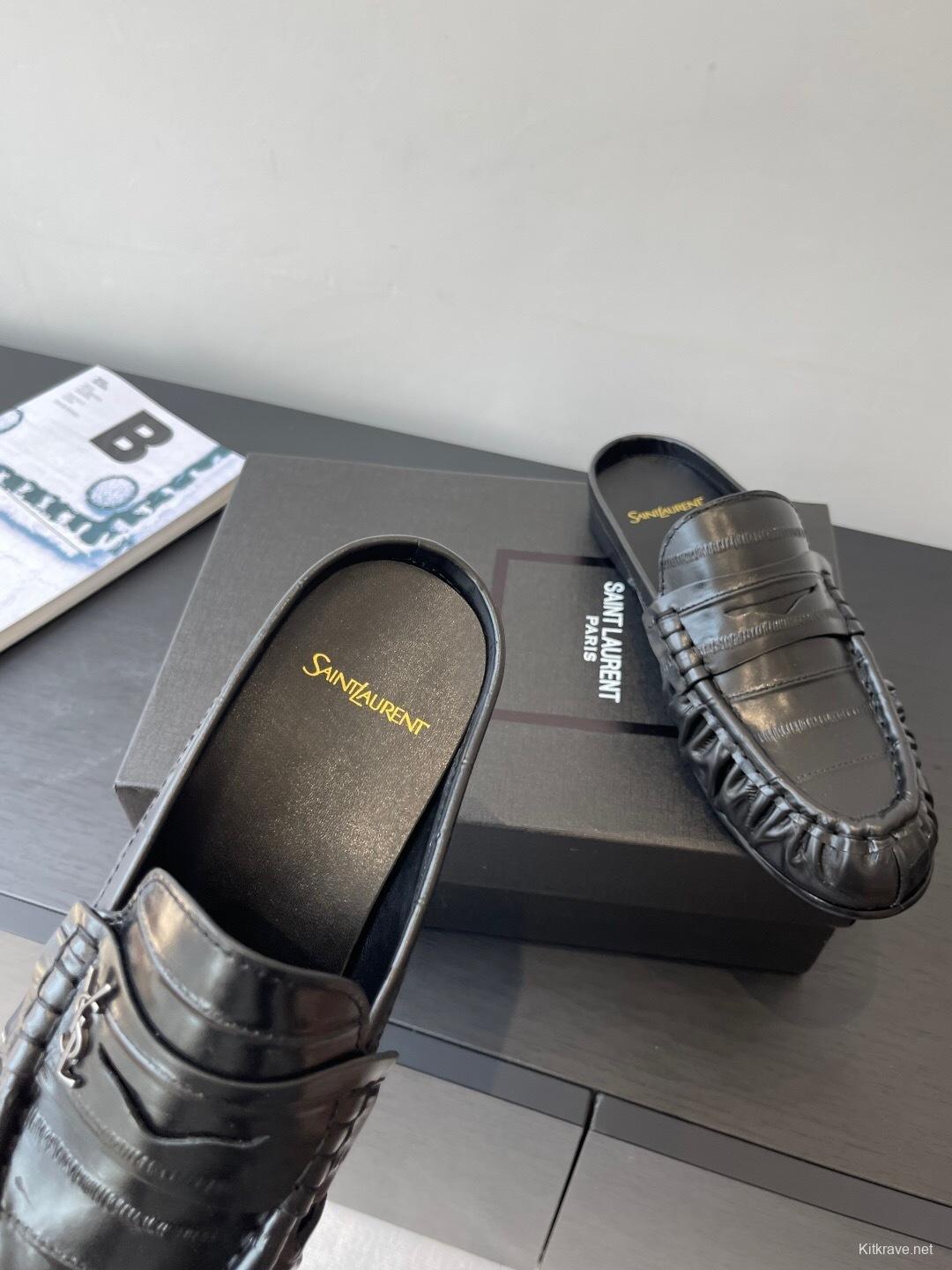 Saint Laurent Classic Loafer Half-Drag Mule Shoes - KF Y00350