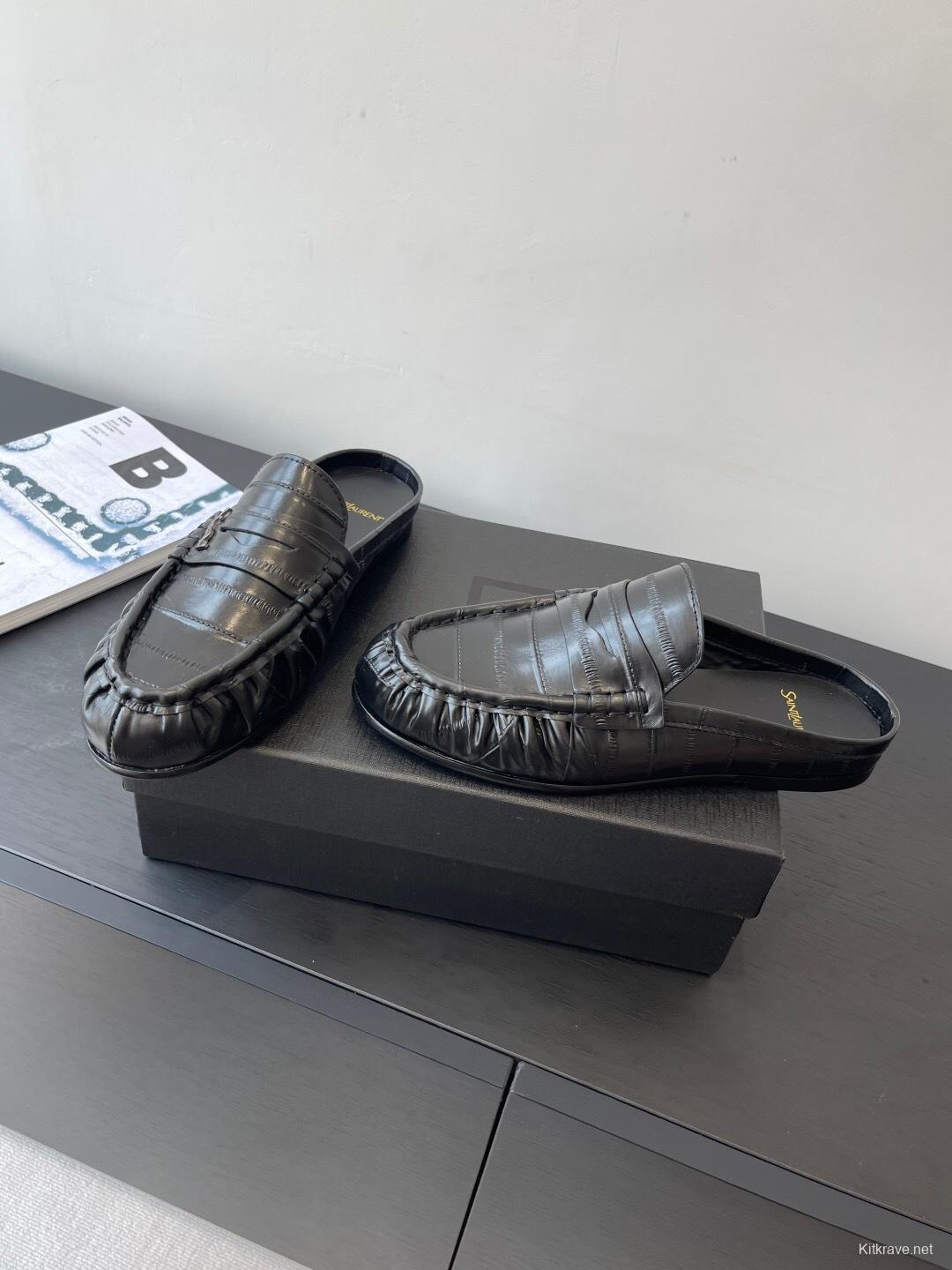 Saint Laurent Classic Loafer Half-Drag Mule Shoes - KF Y00350