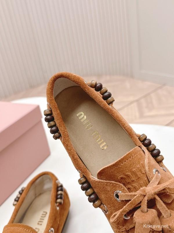 Miu Miu Fall/Winter 2025 Tassel Loafer Mule with Beaded Accents - LY00330