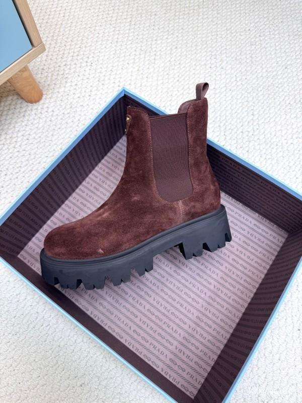 Prada 2025 SS Chunky Platform Ankle Boots - LY0340