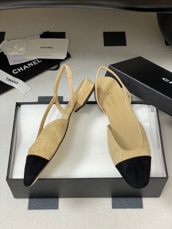 Chanel Sling-back Two-tone Suede Flats/Heels - KFY00280