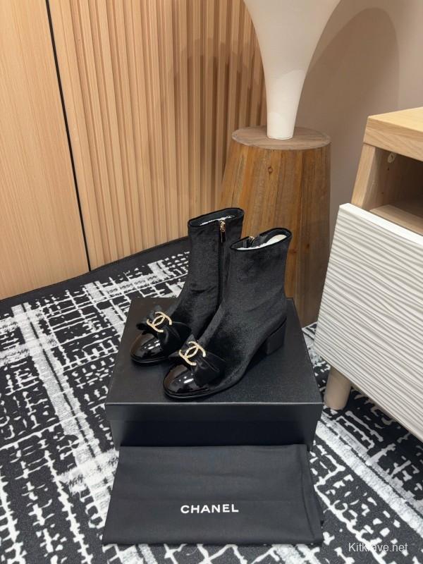 Chanel 2025 SS Bow CC Crystal Buckle Ankle Boots - LY00340/LY00350