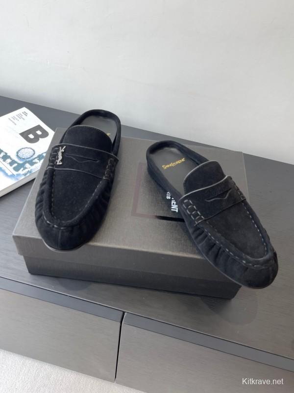 Saint Laurent Classic Loafer Mule Flat Shoes - KFY00320