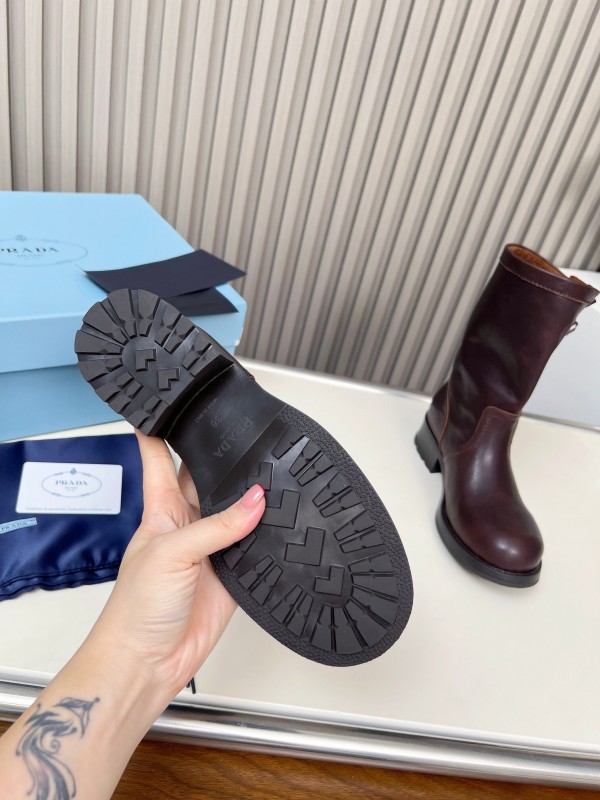 Prada 2025 SS Retro Martin Boots Motorcycle Boots - LY00350