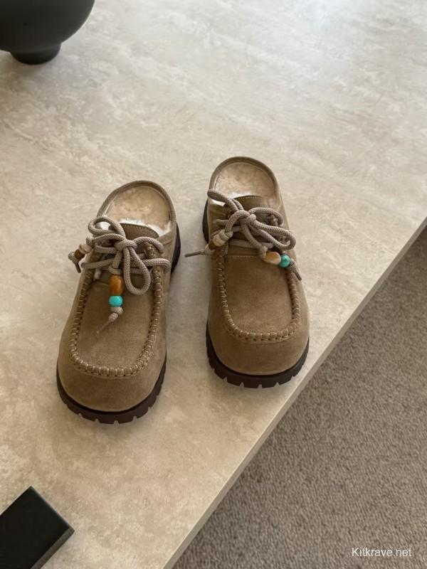 UGG Fall Winter New Potato Wool Slippers Retro Acrylic Buckle Decoration - KFY00250