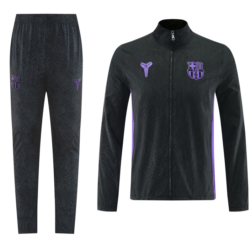 25/26 Barcelona Black S-3XL Half Zipper Jacket+Long Pants