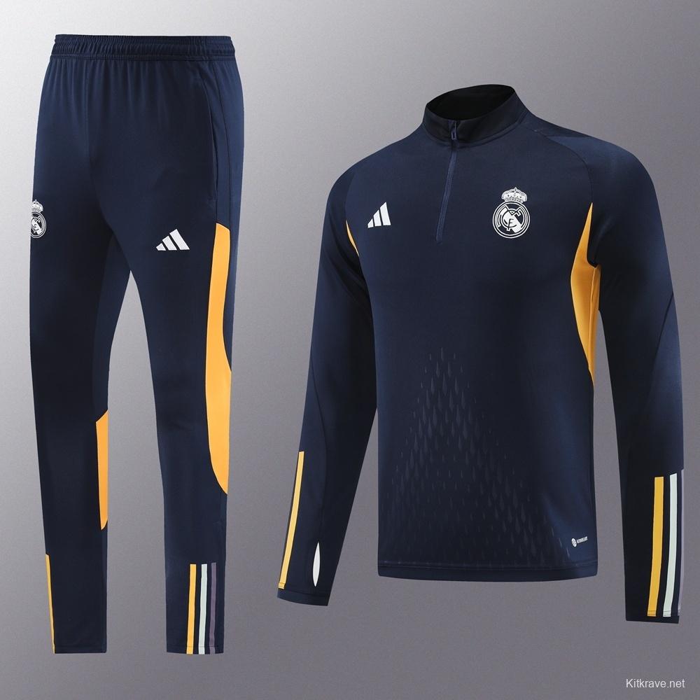 25/26 Real Madrid Royal Blue Half Zipper Jacket+Long Pants