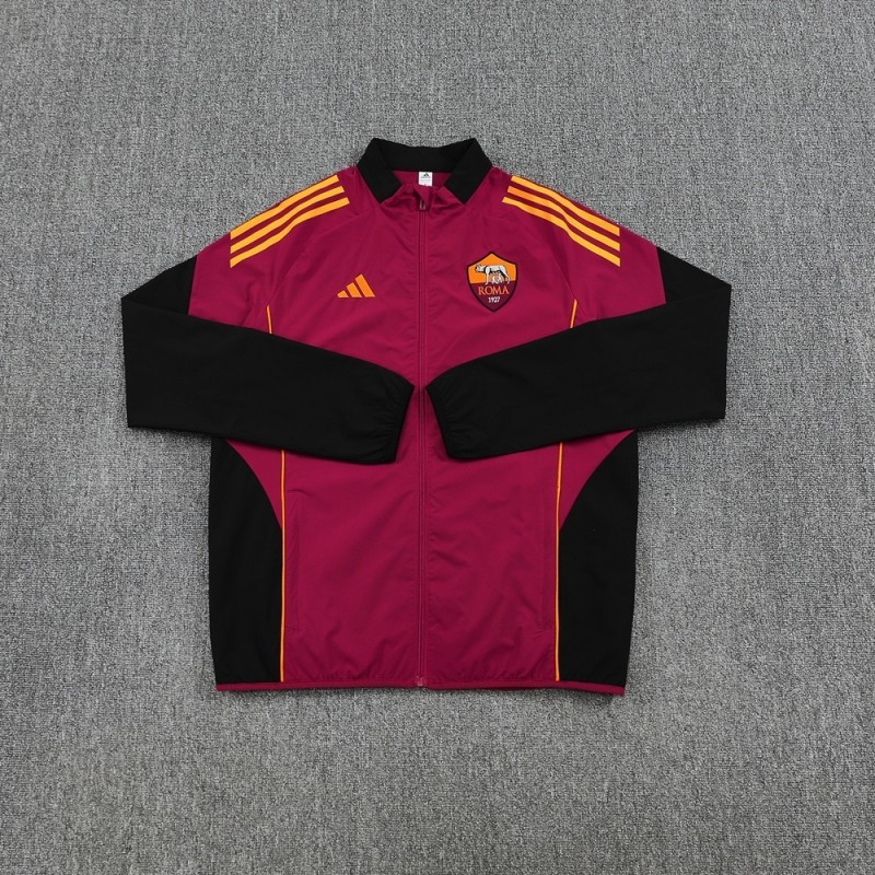25/26 AS Roma Maroon S-3XL Half Zipper Jacket+Long Pants