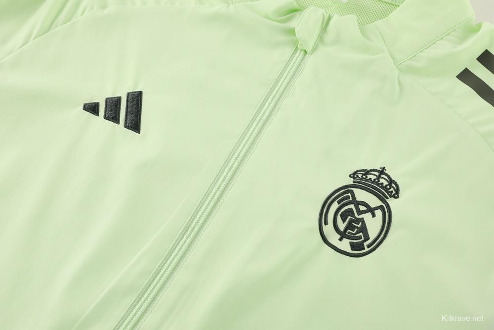 25/26 Real Madrid Light Green Half Zipper Jacket+Long Pants S-3XL