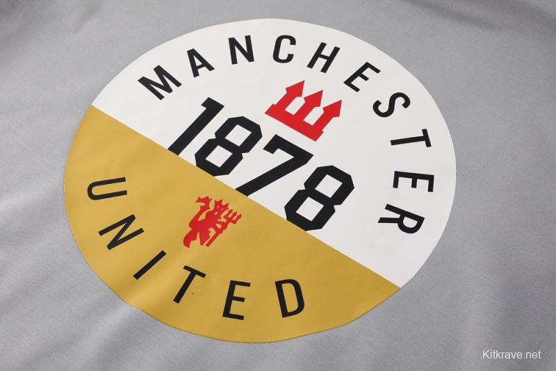 25/26 Manchester United Gray Half Zipper Jacket+Long Pants S-2XL