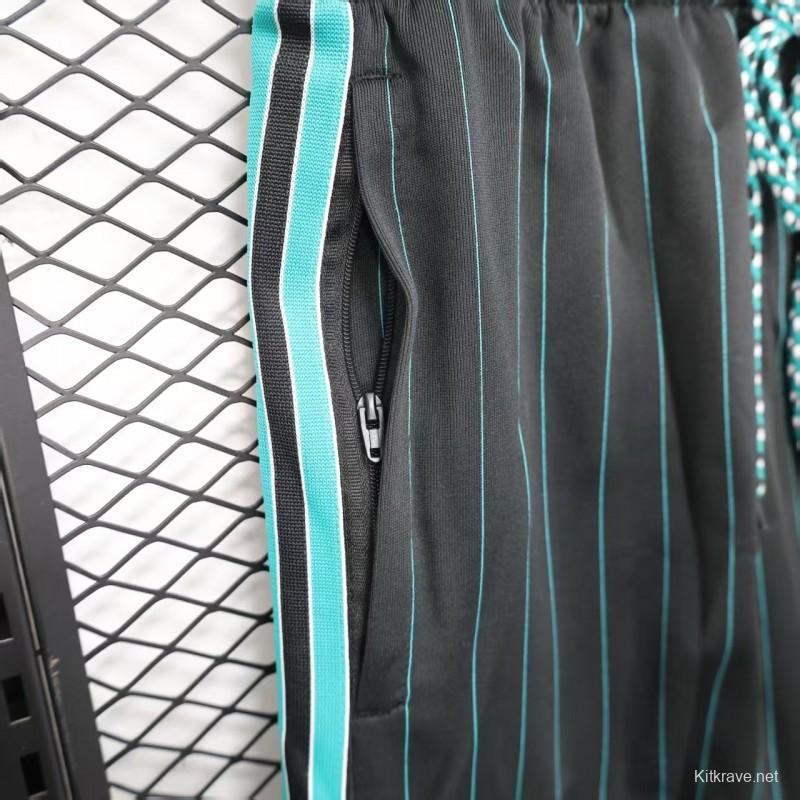 25/26 Liverpool Adidas Original Black with Teal Pinstripes Shorts