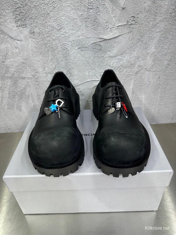 Adidas Derby Shoe, Slightly Asymmetrical Round Toe Lace-Up, Imported Cowhide Leather - AS00460