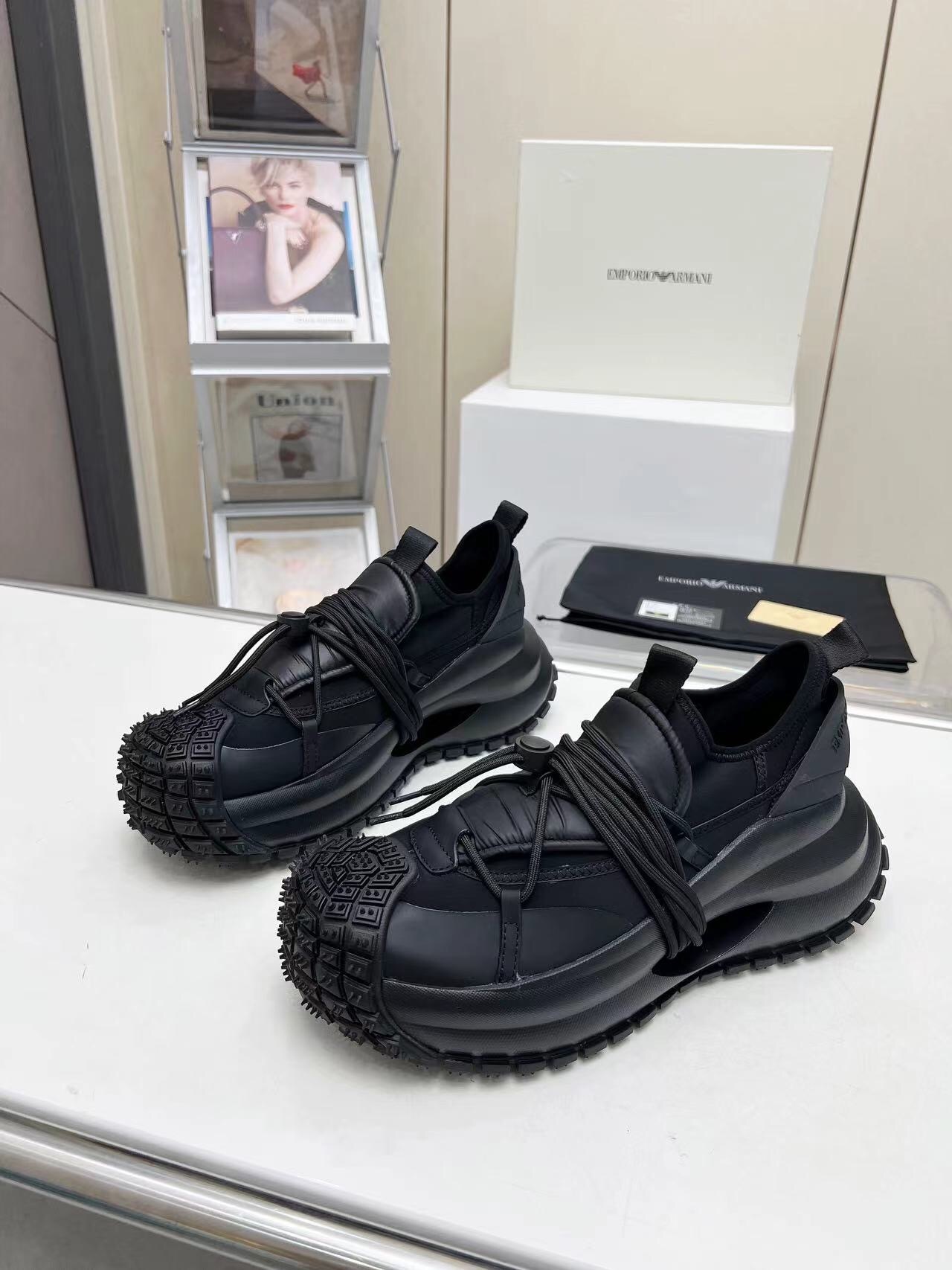 Armani 2025/SS Men's Sneakers with Tire Sole and Drawstring Design - LY00420