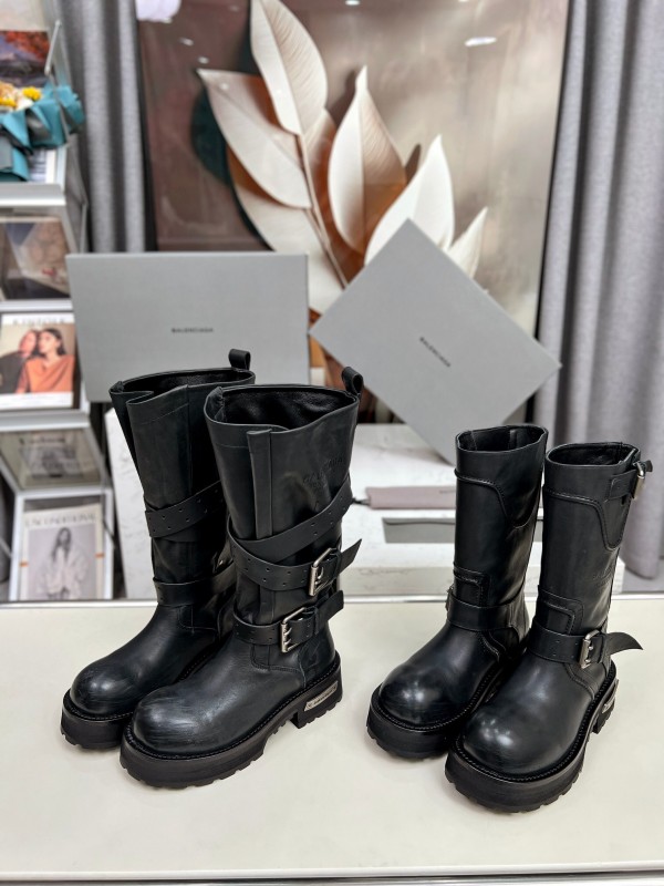 Banciga Paris 25FW Venom Mid-Calf Boots Punk Motorcycle Style with Buckle and Thick Sole - LY00480