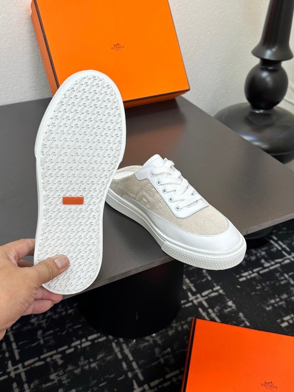 Hermès Deep Series Couple White Sneakers Casual Skate Shoes - AS00320