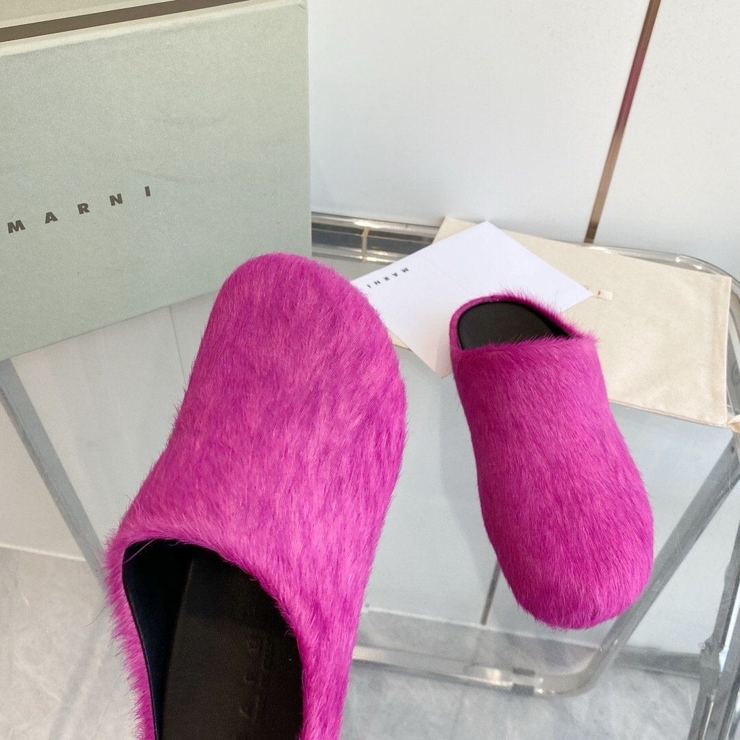 Marni 2025/SS Mule Shoes with Pony Hair Design - LY00