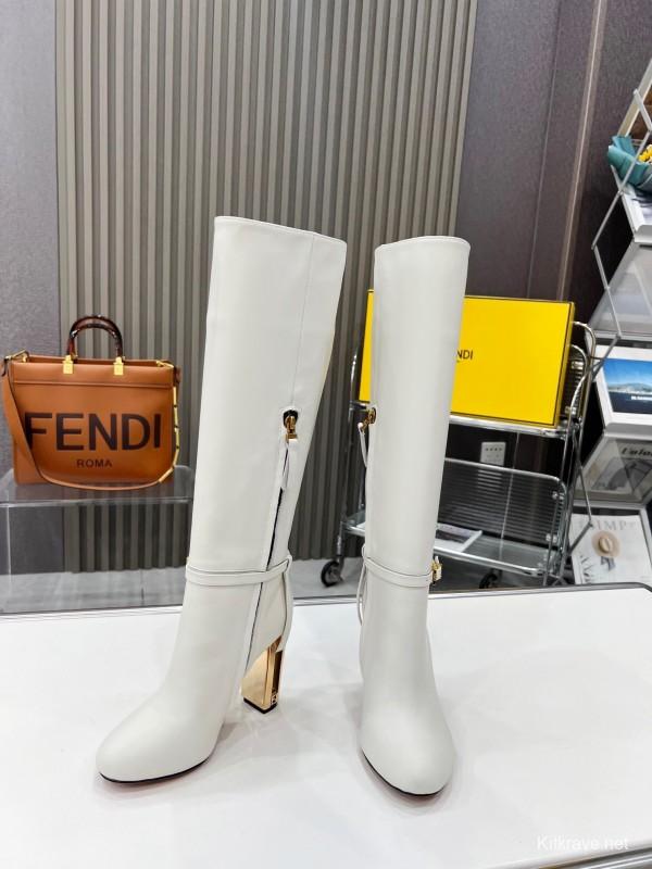 FENDI Delfina Round Toe Boots with FF Buckle - LY00520