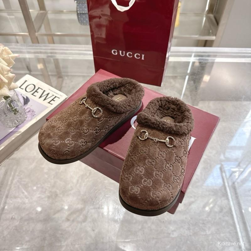 Gucci 2025 SS Autumn Winter New Suede Leather Horsebit Detail Women Wool Loafers - LY00260