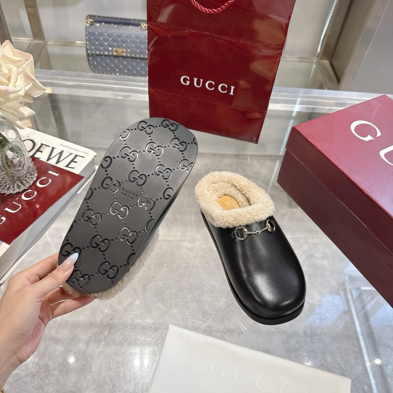 Gucci 2025 SS Autumn Winter New Suede Leather Horsebit Detail Women's Wool Loafers - LY00260