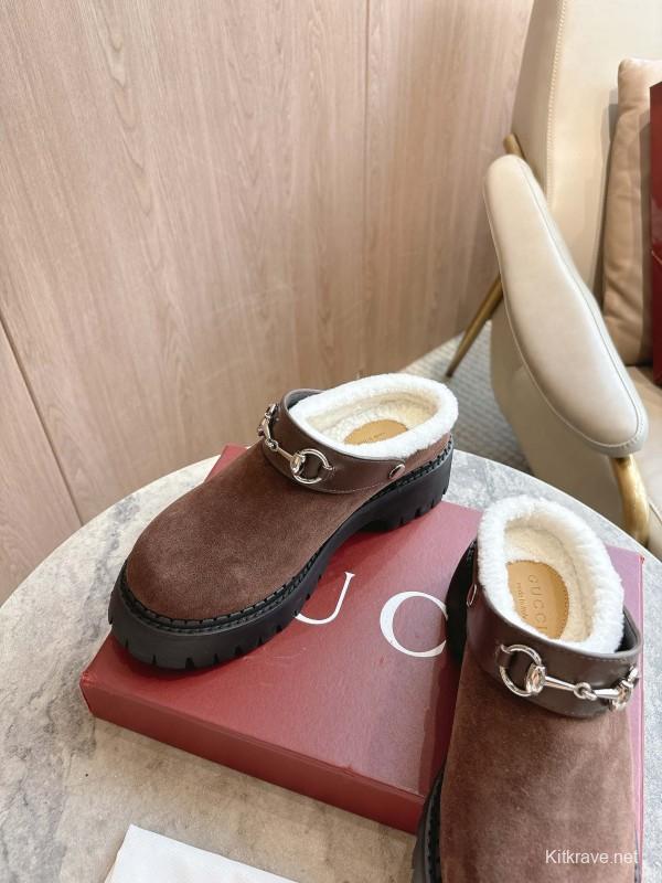 Gucci Shearling Mule with Horsebit Detail - LY00320