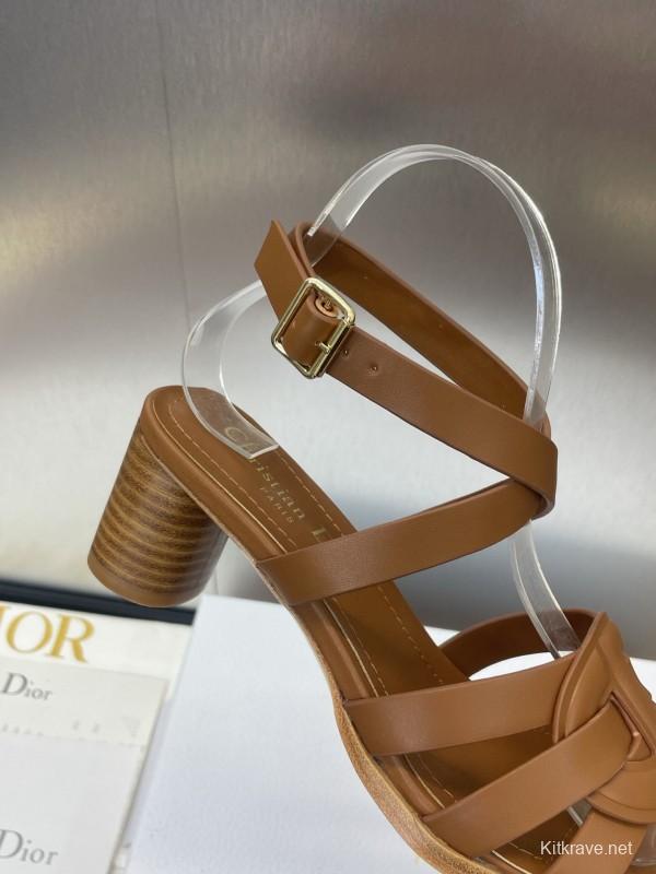 Dior D-Club Jelly Color Hollow Layered Cross Strap Mid Heel Women Shoes - KFY00290