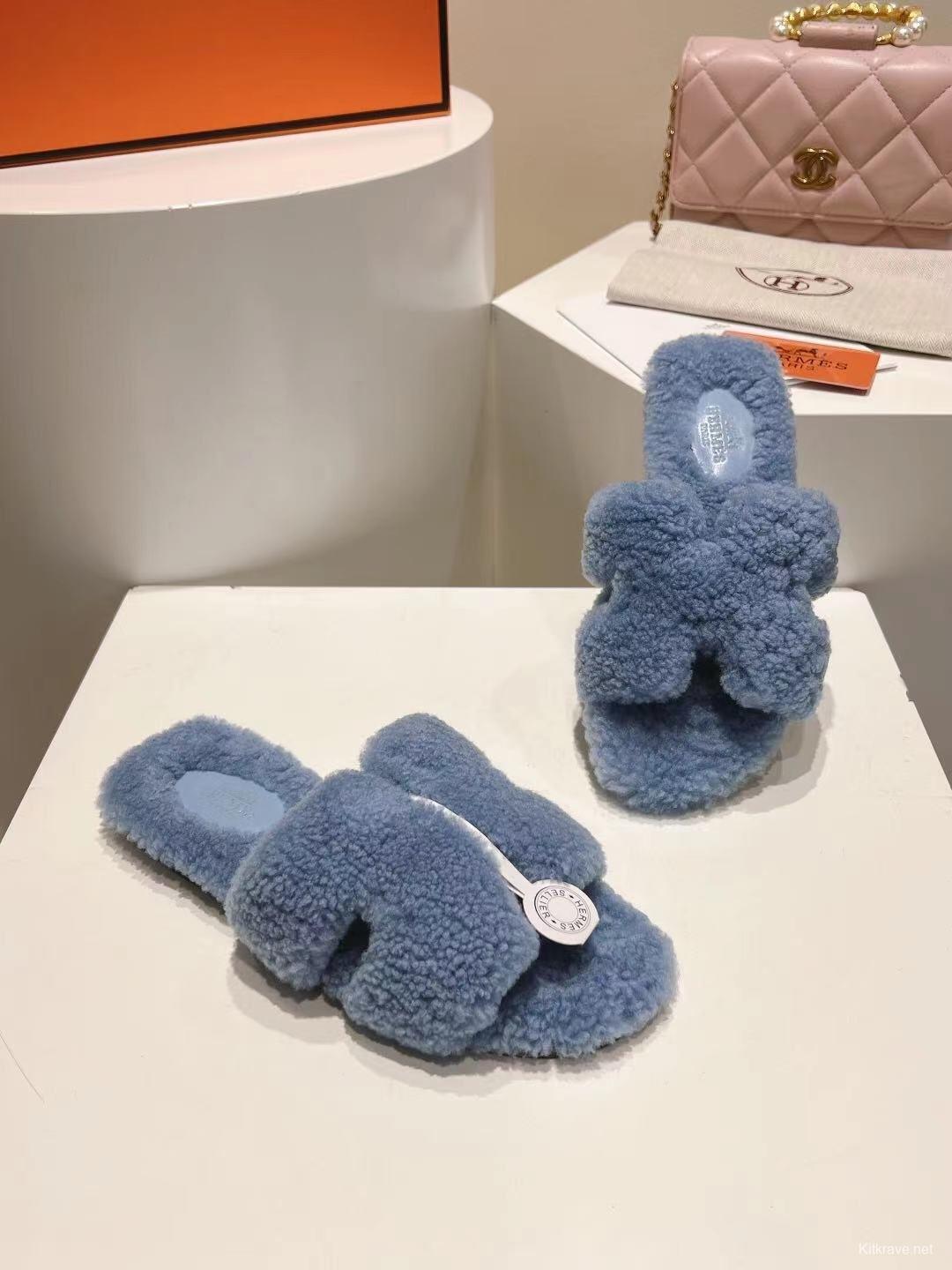 Hermès Teddy Wool Flat Slippers - LY00240