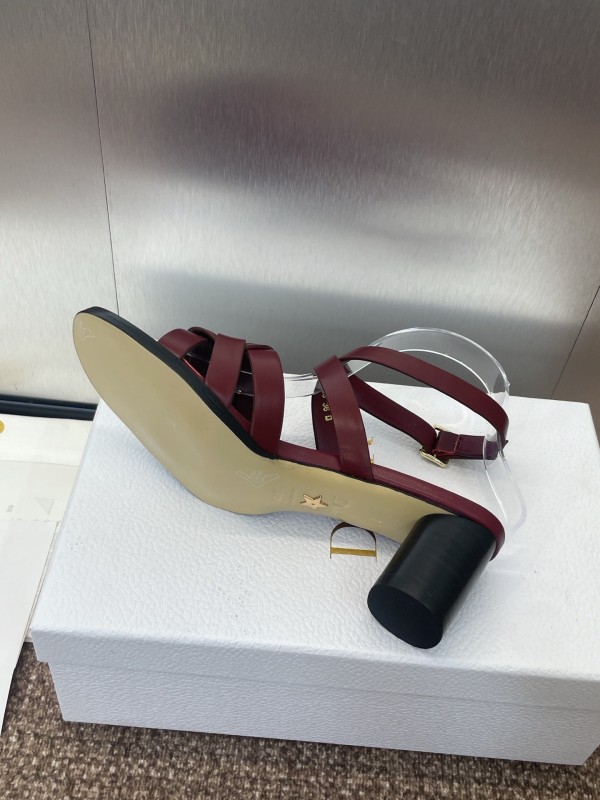 Dior D-Club Jelly Color Hollow Layered Cross Strap Mid Heel Women Shoes - KFY00290