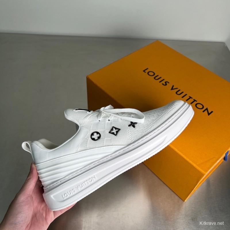 Louis Vuitton Beverly Hills Monogram Knit Sneakers with Imported IP Foam Sole - YC